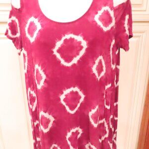 Jones New York Purple Tie Dye Peek a Boo Shoulder Tee Shirt Loose Top size M